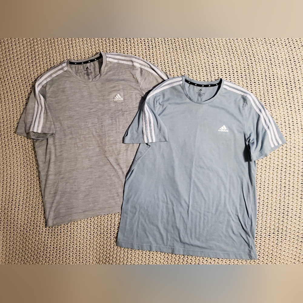 Adidas Men's Gray and Blue T-Shirts Bundle. Size XL. #JL